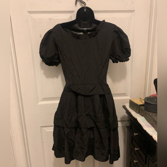 Cool , goth , punk black belted black ruffle like dress - Picture 6 of 7